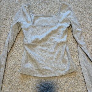 American Eagle Outfitters Light Gray Long Sleeve Top
